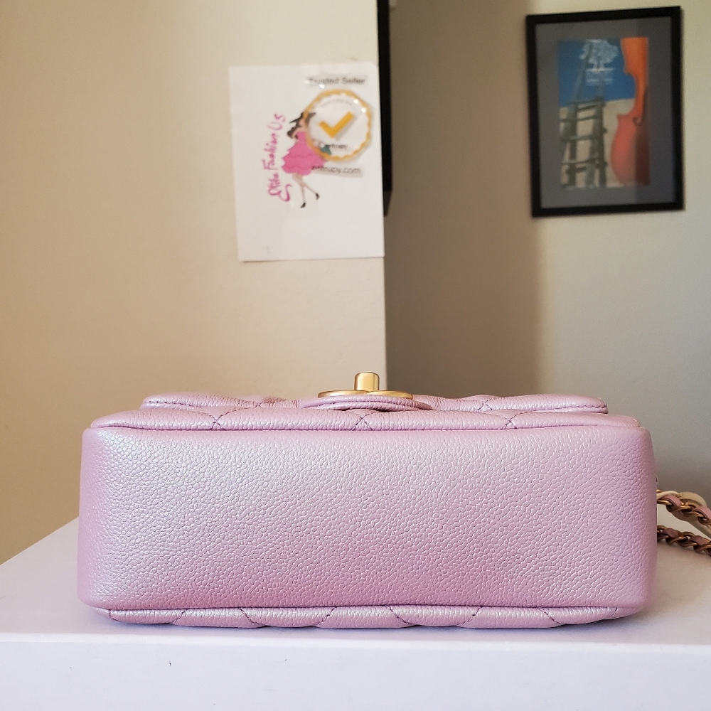Chanel my perfect mini flap bag iridescent pink caviar aged gold hw - Picture 9 of 12